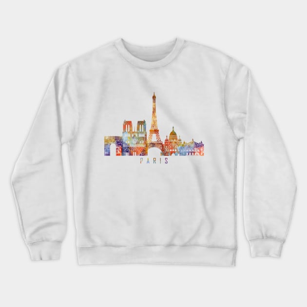 Paris Skyline Watercolor Crewneck Sweatshirt by Luve